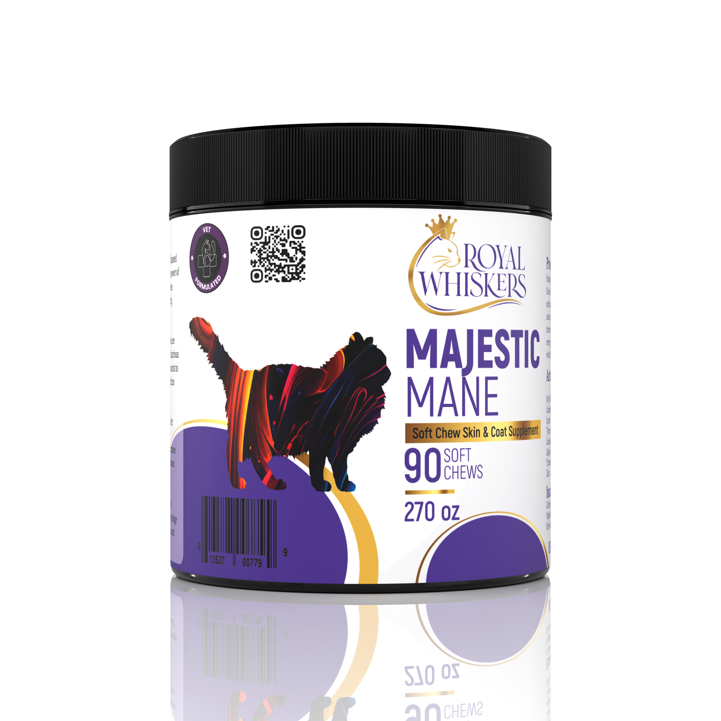 Royal Whiskers Majestic Mane Soft Chews – Omega & Biotin-Enriched Supplement for Cats – Promotes Healthy Skin, Reduces Itching, and Supports a Lustrous Coat